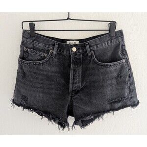 Agolde Black Distressed Jean Shorts